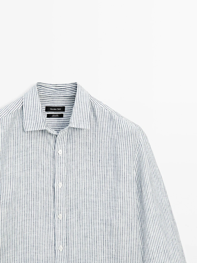 Chemise lin regular à rayures