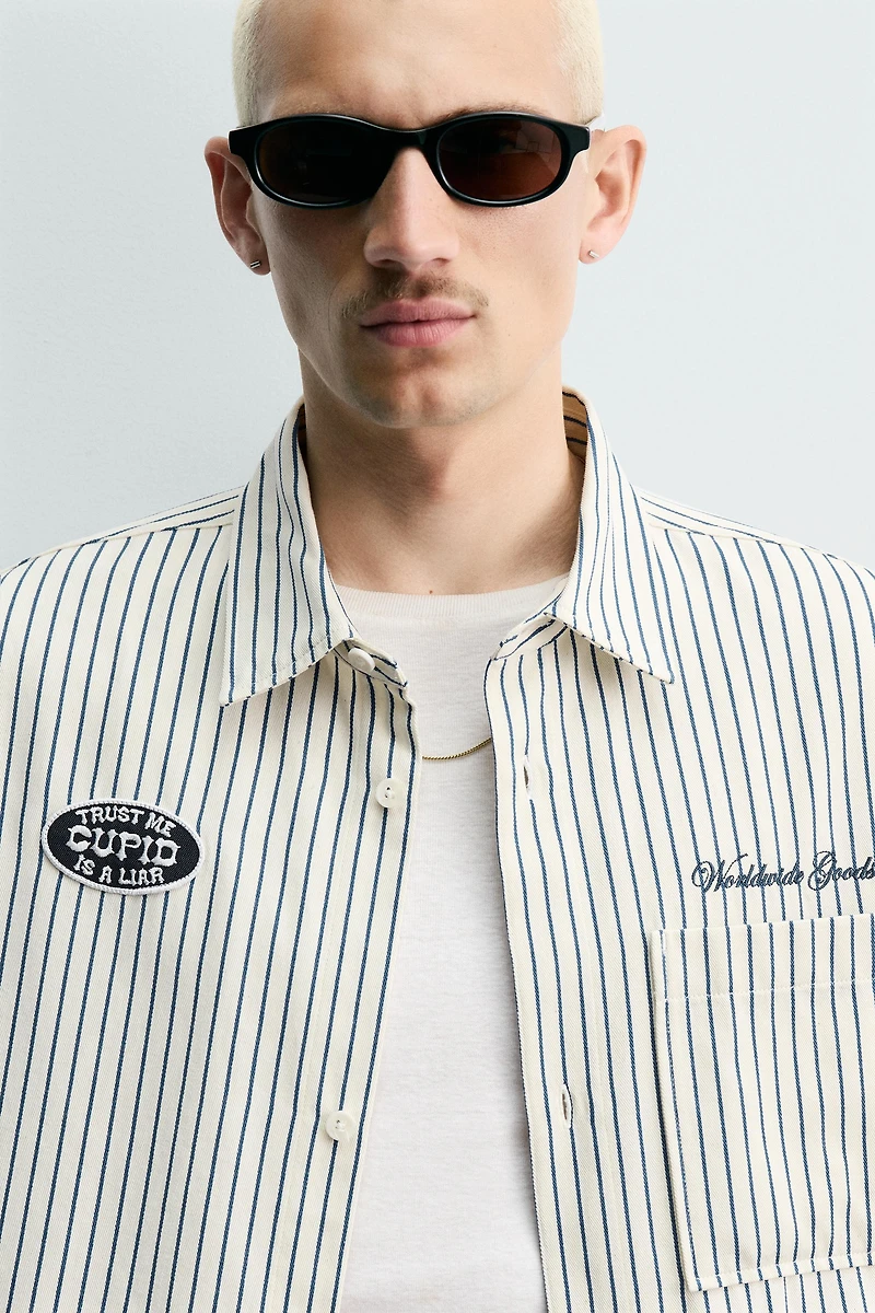 CONTRAST STRIPED PATCH OVERSHIRT