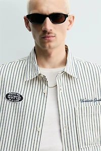 CONTRAST STRIPED PATCH OVERSHIRT
