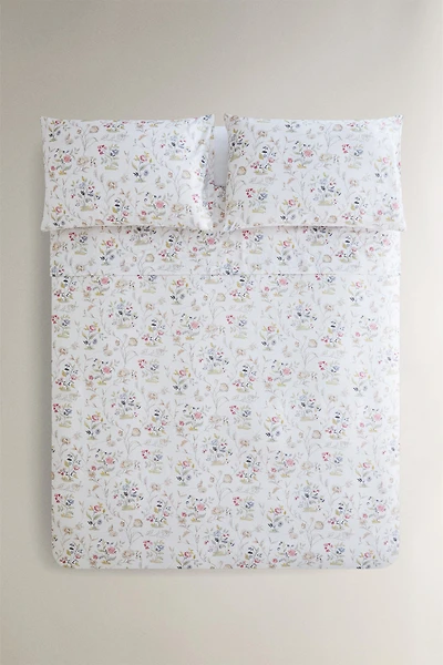 SATIN FLORAL DUVET COVER