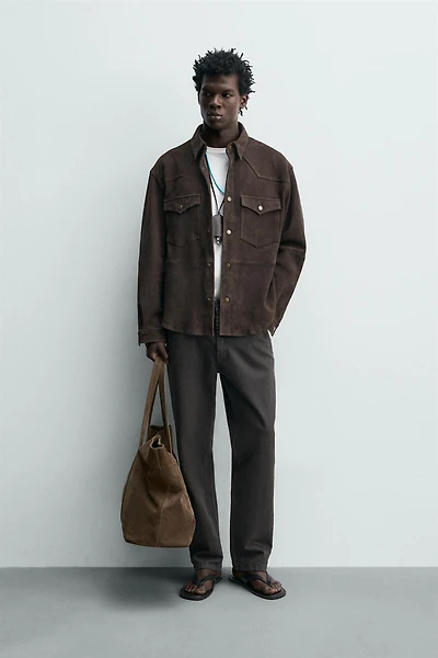 REGULAR FIT SUEDE OVERSHIRT