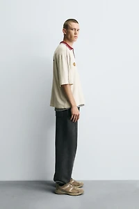 RETRO SOCCER PRINT POLO SHIRT