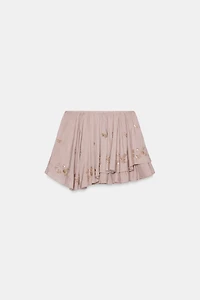 RUFFLED BEADED MINI SKIRT