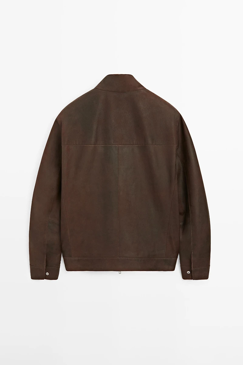 Napped suede leather jacket