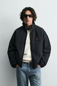 VESTE EN DENIM À RAYURES BRODÉE