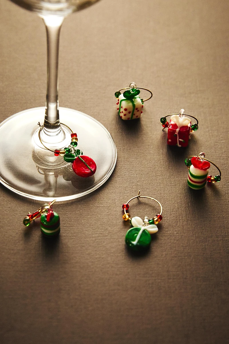 PACK OF CHRISTMAS GIFT GLASS CHARMS (PACK OF 6)