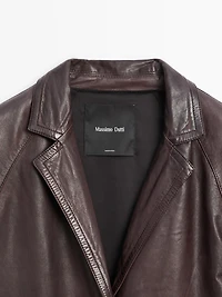 Manteau long en cuir nappa