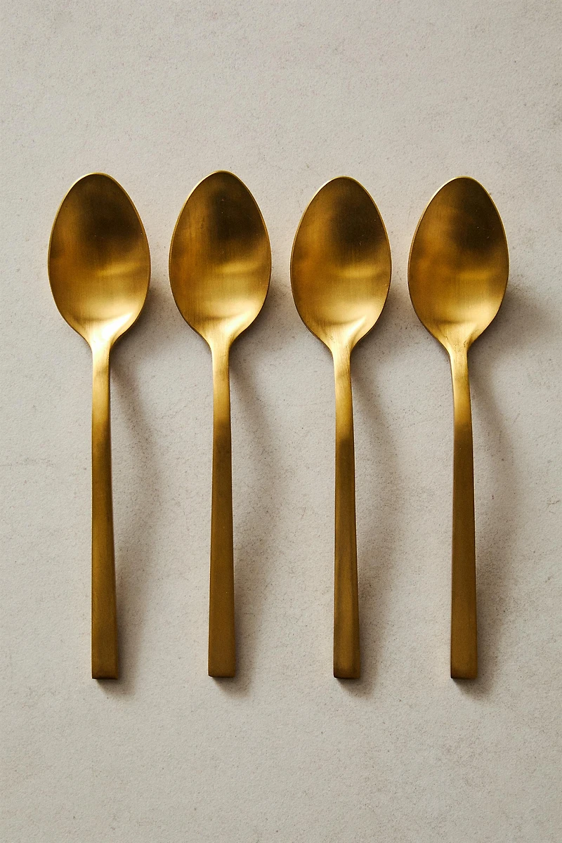 SET OF GOLD STEEL DESSERT SPOONS (SET OF 4)