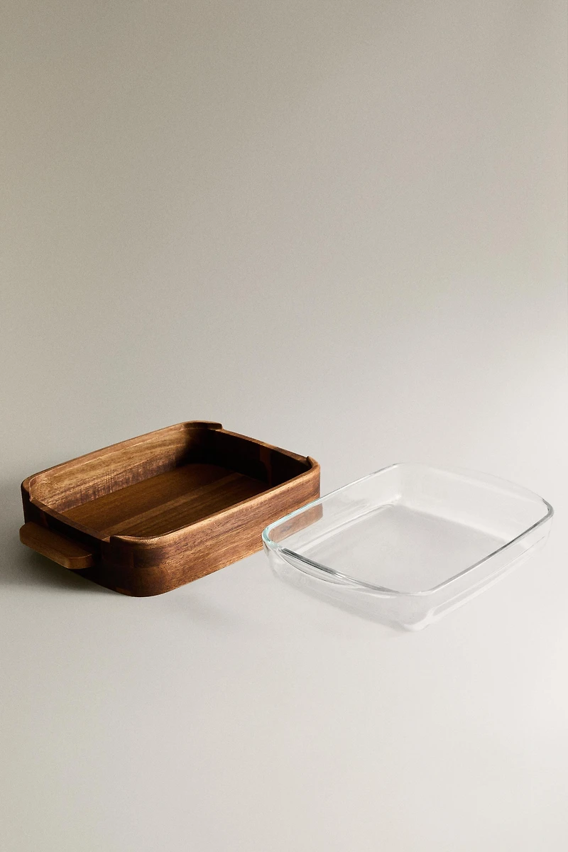 BOROSILICATE AND WOOD OVEN SERVING DISH