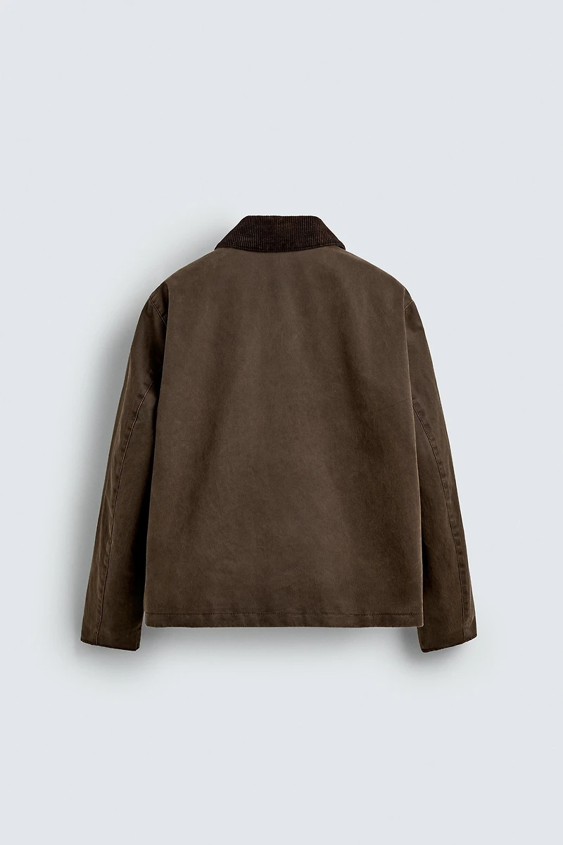 CONTRAST WAXED EFFECT JACKET