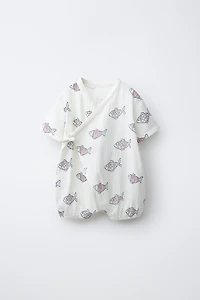 FISH PRINT WRAP ROMPER