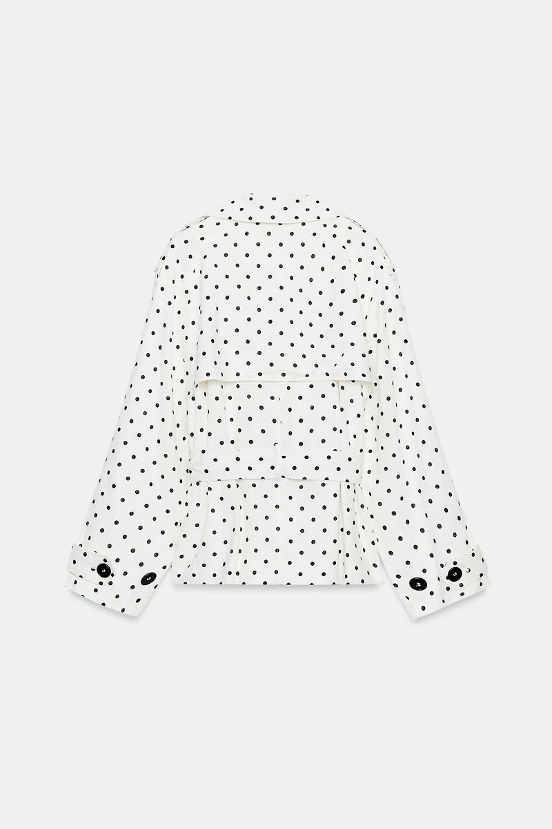 POLKA DOT BELTED TRENCH JACKET