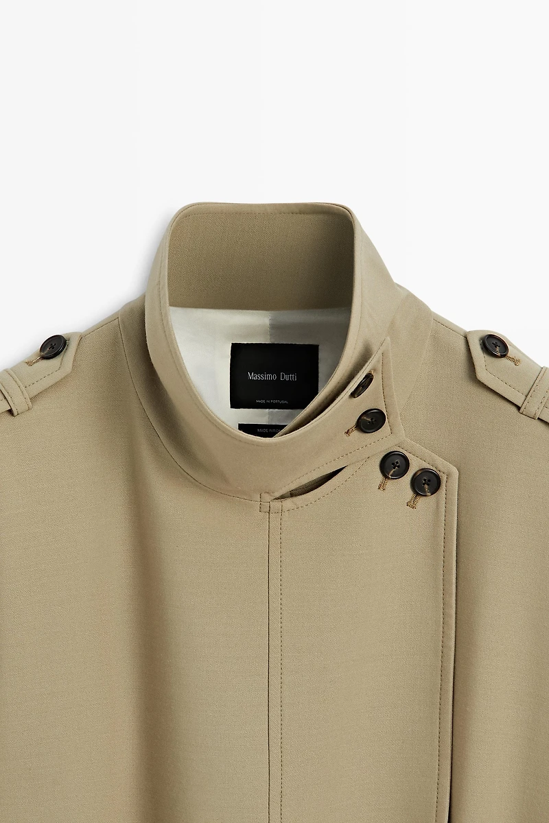 Mid-length belted trench coat