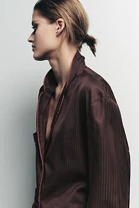 CONTRAST STRIPE PAJAMA SHIRT