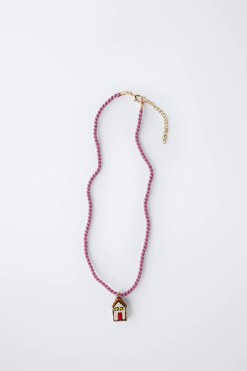 CERAMIC HOUSE CORD NECKLACE