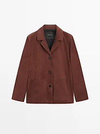 Nubuck leather blazer with lapel