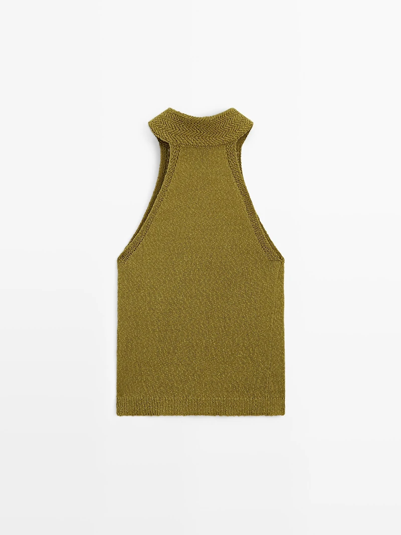 Textured knit halterneck top