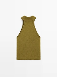 Textured knit halterneck top