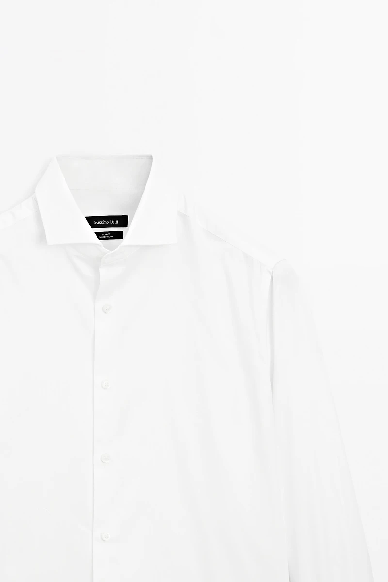 Slim fit cotton shirt with double cuffs