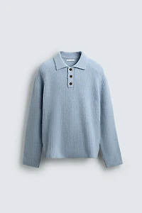 PEARL KNIT WOOL BLEND POLO SHIRT