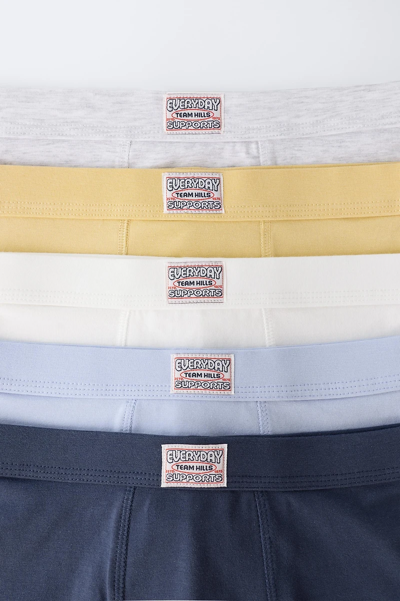 AGES 6-14 / FIVE-PACK OF LABEL BOXERS