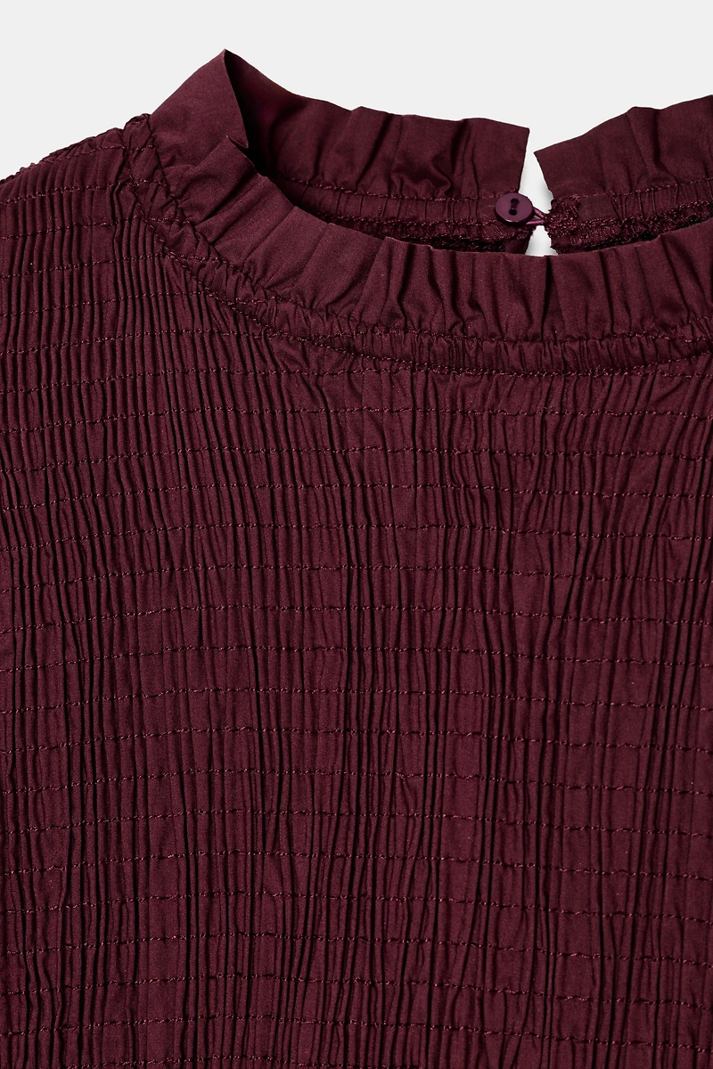 SMOCKED STRIPED SHIRT