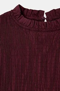 SMOCKED STRIPED SHIRT