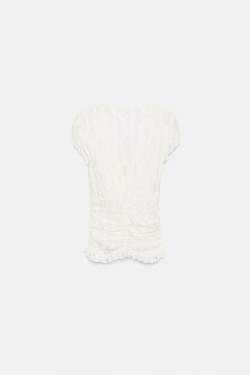 RUFFLED CUTWORK BLOUSE