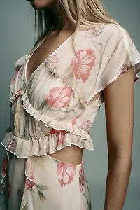FLORAL PRINT CUT OUT MIDI DRESS