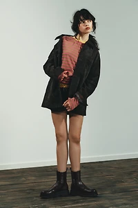 DISTRESSED EFFECT PLATFORM ANKLE BOOTS