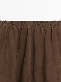 Suede leather midi skirt