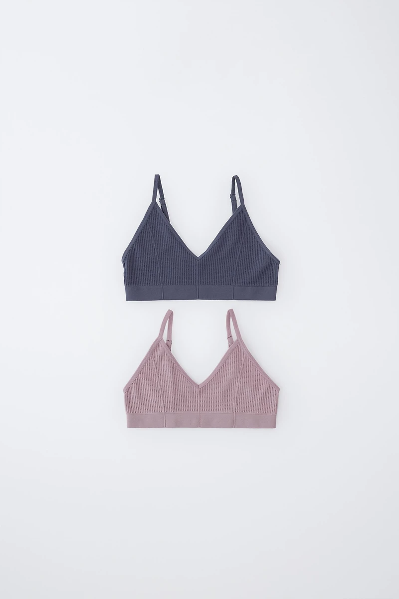 8-14 YEARS/ TWO-PACK OF STRUCTURED WAFFLE TOPS