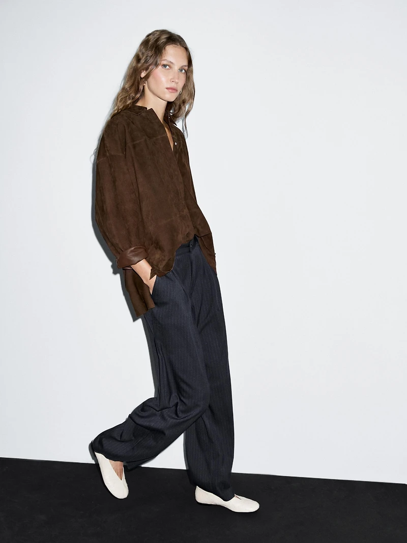 Pantalon large mid-rise à rayures tennis