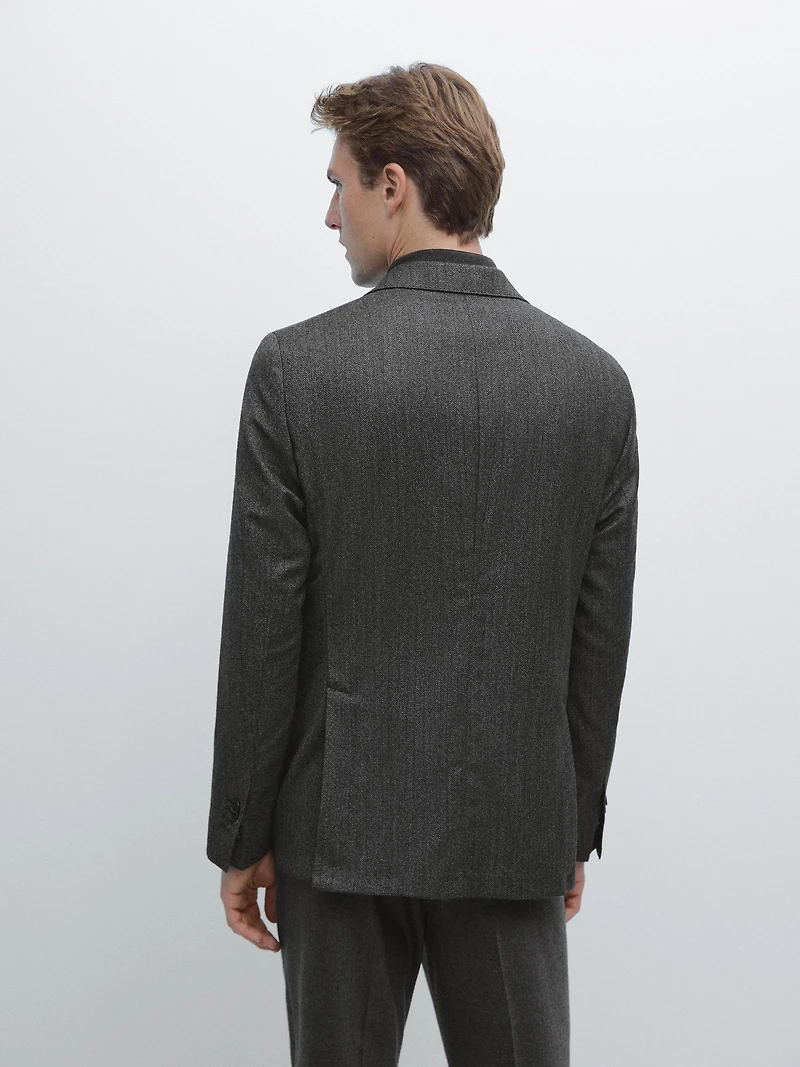 Blazer à chevrons en laine mélangée