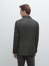 Blazer à chevrons en laine mélangée