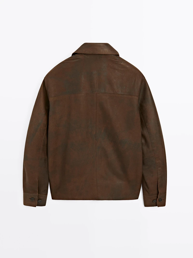 Veste en cuir ovin finition daim