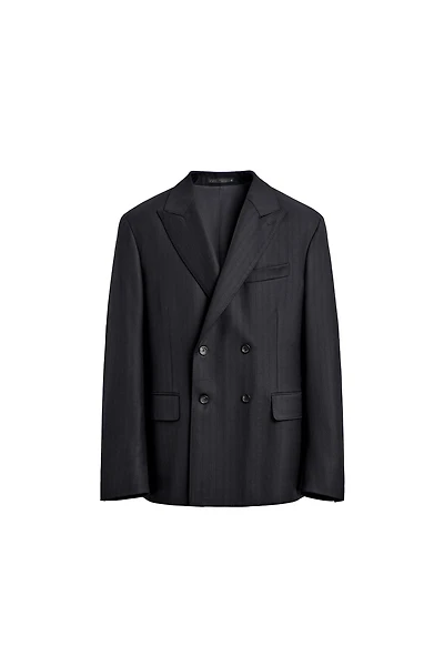 100% WOOL PINSTRIPE SUIT BLAZER
