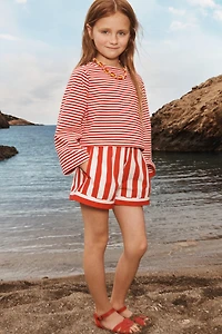 LIMITED EDITION STRIPED CROPPED T-SHIRT WITH POCKET