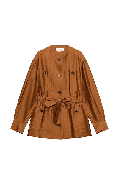 BELTED LINEN SAFARI JACKET