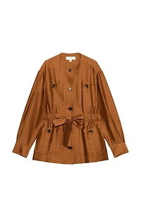 BELTED LINEN SAFARI JACKET