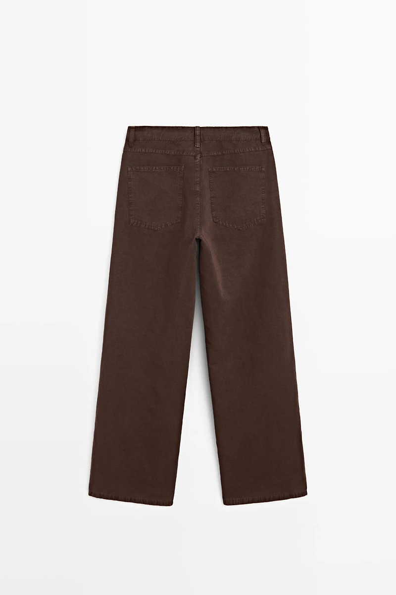 Linen blend trousers with seam detail