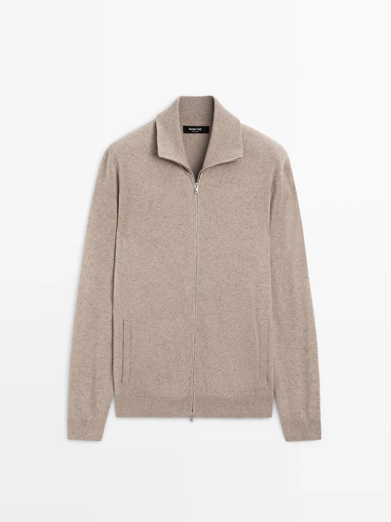 Zip-up high neck cardigan