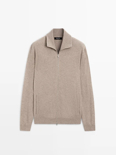 Zip-up high neck cardigan