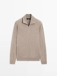 Zip-up high neck cardigan