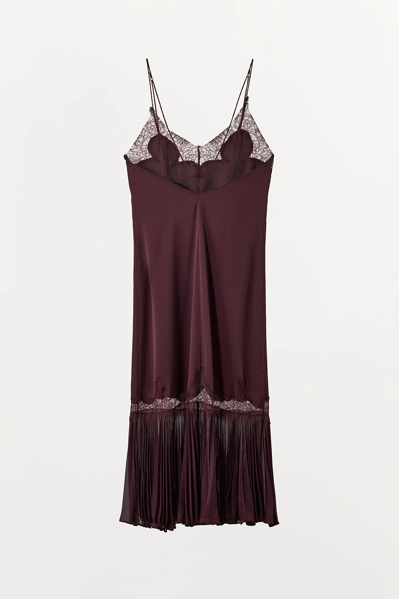 PLEATED LACE COMBINATION DRESS
