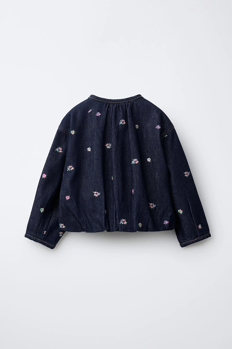 EMBROIDERED FLOWERS DENIM JACKET