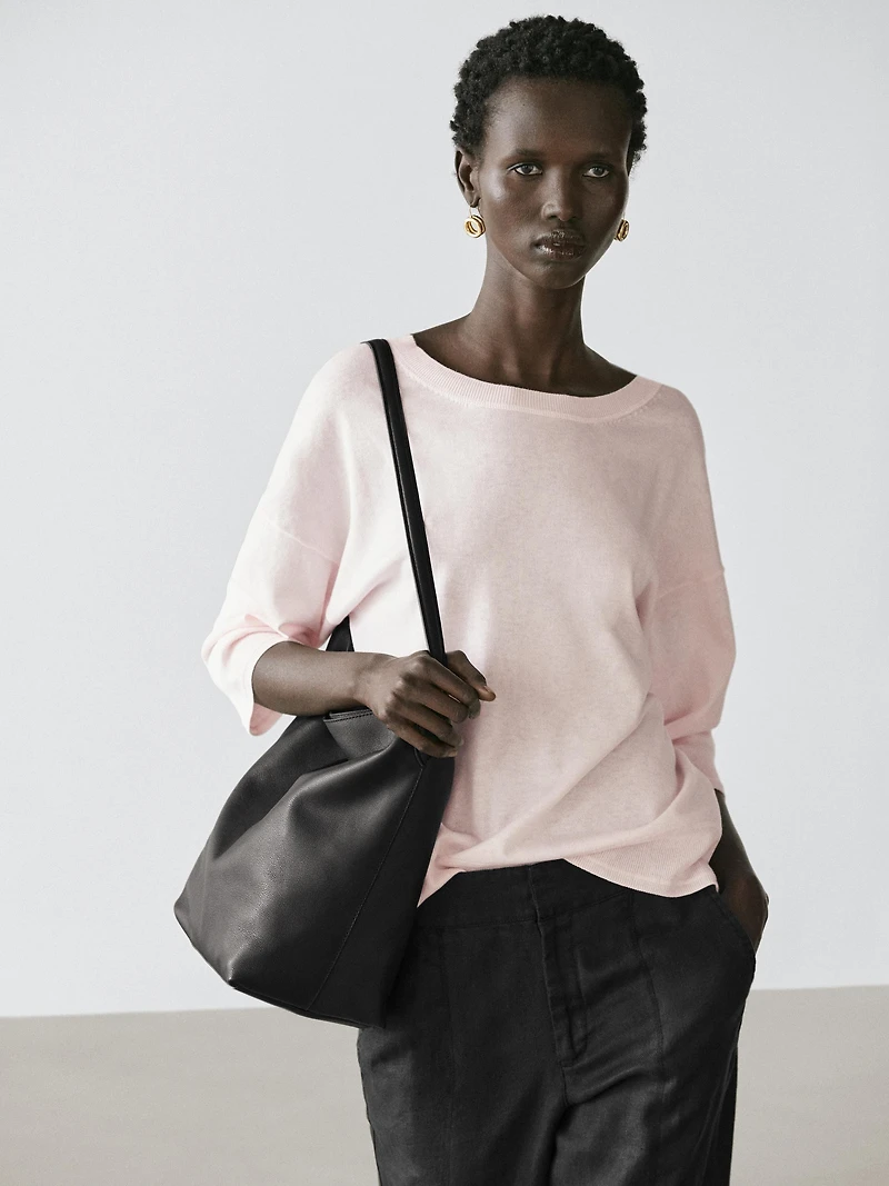 Cotton blend knit sweater