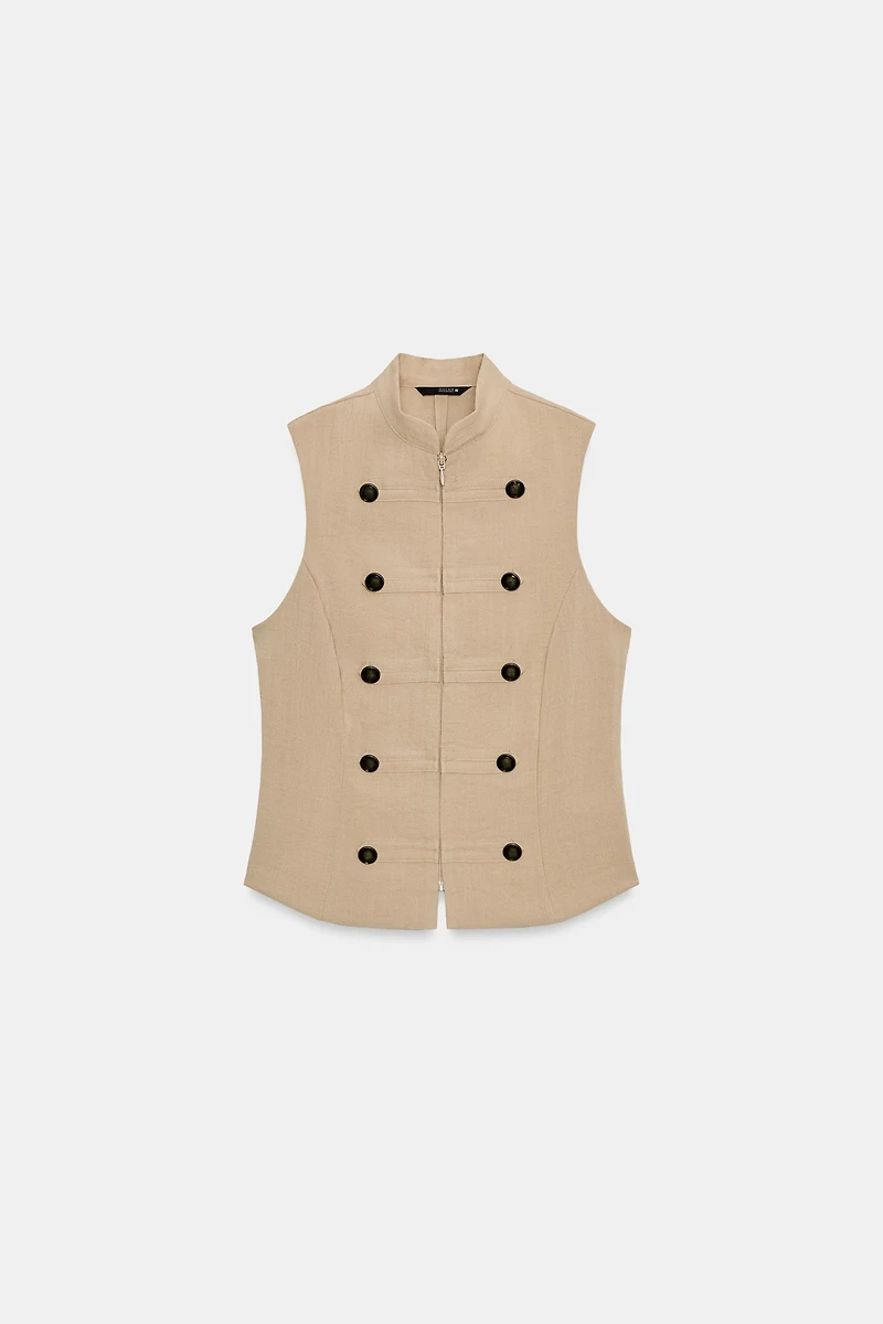 SLEEVELESS BUTTON SHIRT