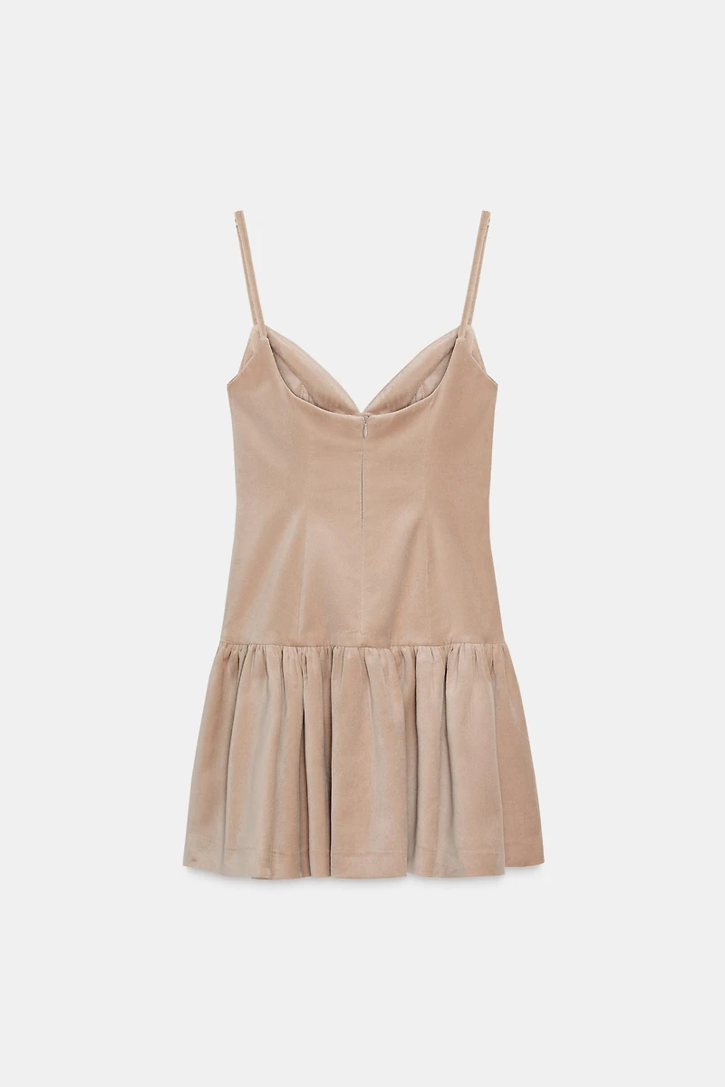 SHORT VOLUMINOUS STRAPPY DRESS