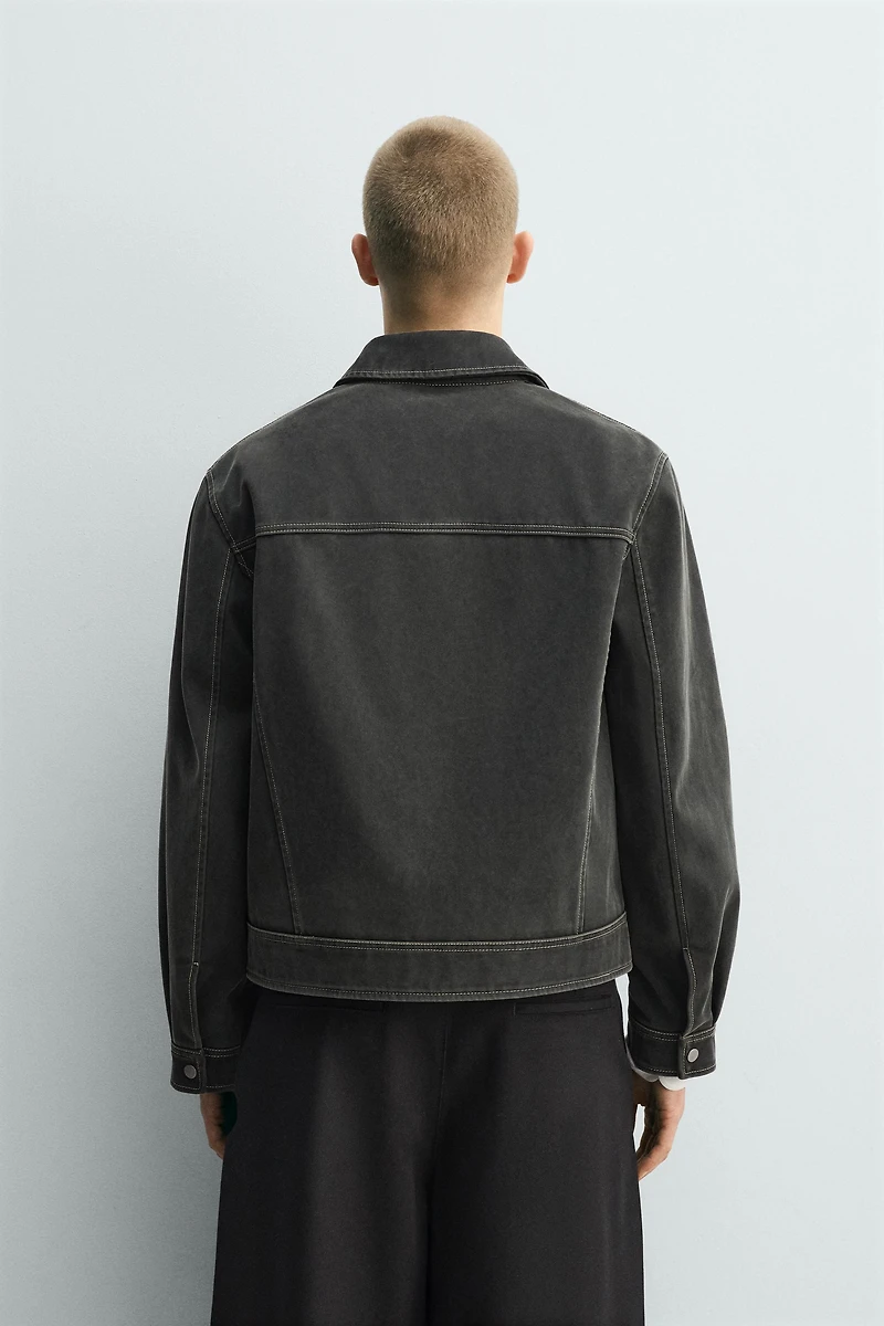 WASHED EFFECT TOPSTITCHING JACKET